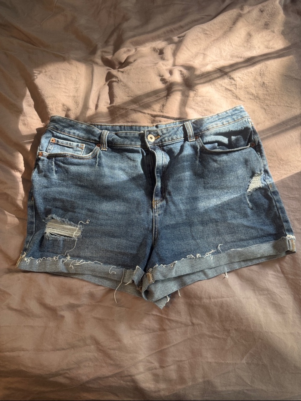 Blue Distressed Denim Women’s Shorts